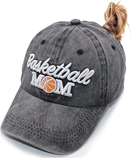 Baseball Mom Ponytail Baseball Cap Messy Bun Vintage Washed Distressed Twill Plain Hat for Women