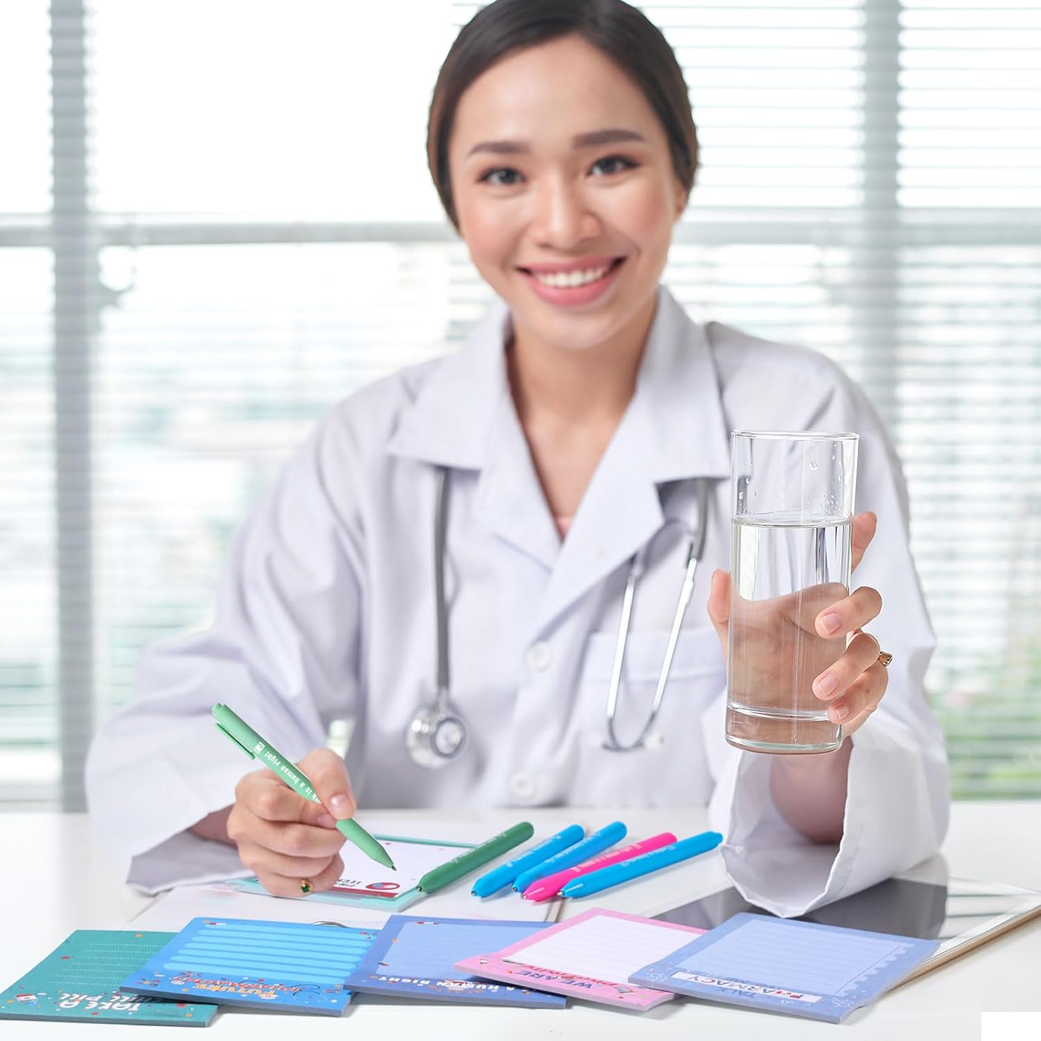 Fullhawl 36 Sets Pharmacy Gifts Includes Pharmacist Sticky Notes and Pharmacist Pens with Tags Organza Bags Bulk for Pharmacy Week Appreciation Gifts Medical Technician School Student Office Supplies