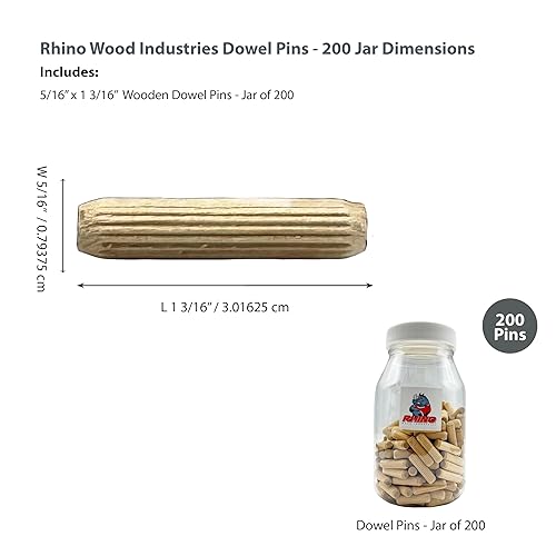 Miniatura 3 de Paquete de 500 pasadores de madera de 38 x 2 pulgadas, secado al horno, estriados y biselados, hechos de madera dura