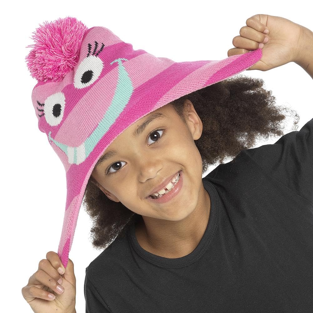 A2Z 4 Kids Niñas Niños Sombrero Monster Earflap Bobble Pom Pom Beanie Turn Up Winter Warm Cozy Gorras Durable Stylish Comfortable Winter Accesorios Sombreros