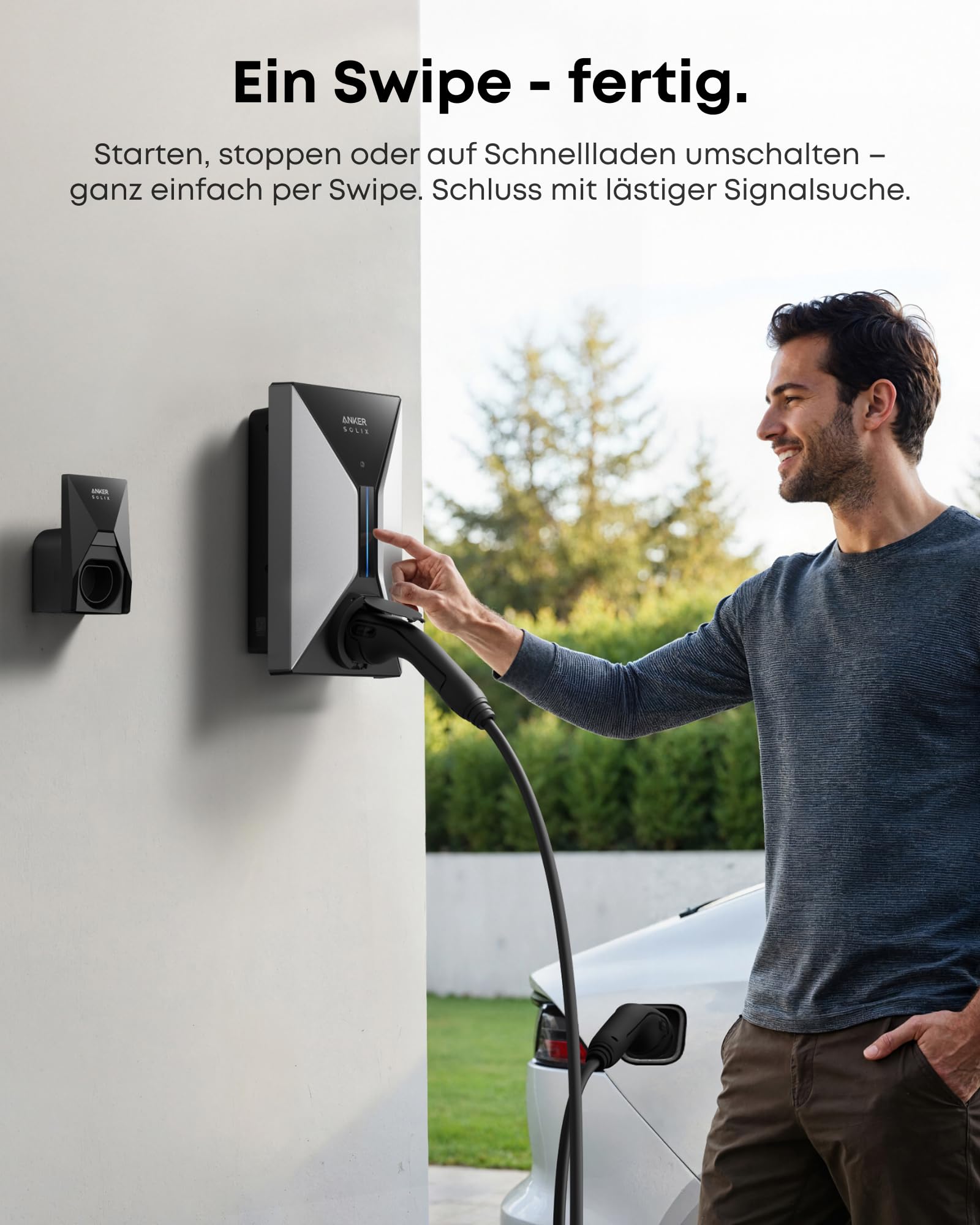 Anker SOLIX V1 Smartes Ladegerät für E-Autos, 11kW Wallbox mit App, WLAN & Bluetooth, dreiphasig, CEE 16A, 400V, mit Halterung, kompatibel mit Allen Elektro- und Hybridautos mit Typ-2 Anschluss