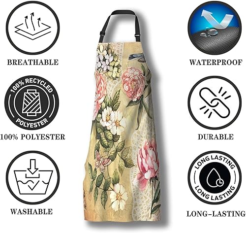 Miniatura 7 de Delantal de jardín para mujer, vintage, acuarela, floral, para cocinar, divertido para cocina, restaurante, barbacoa, pintura, manualidades,
