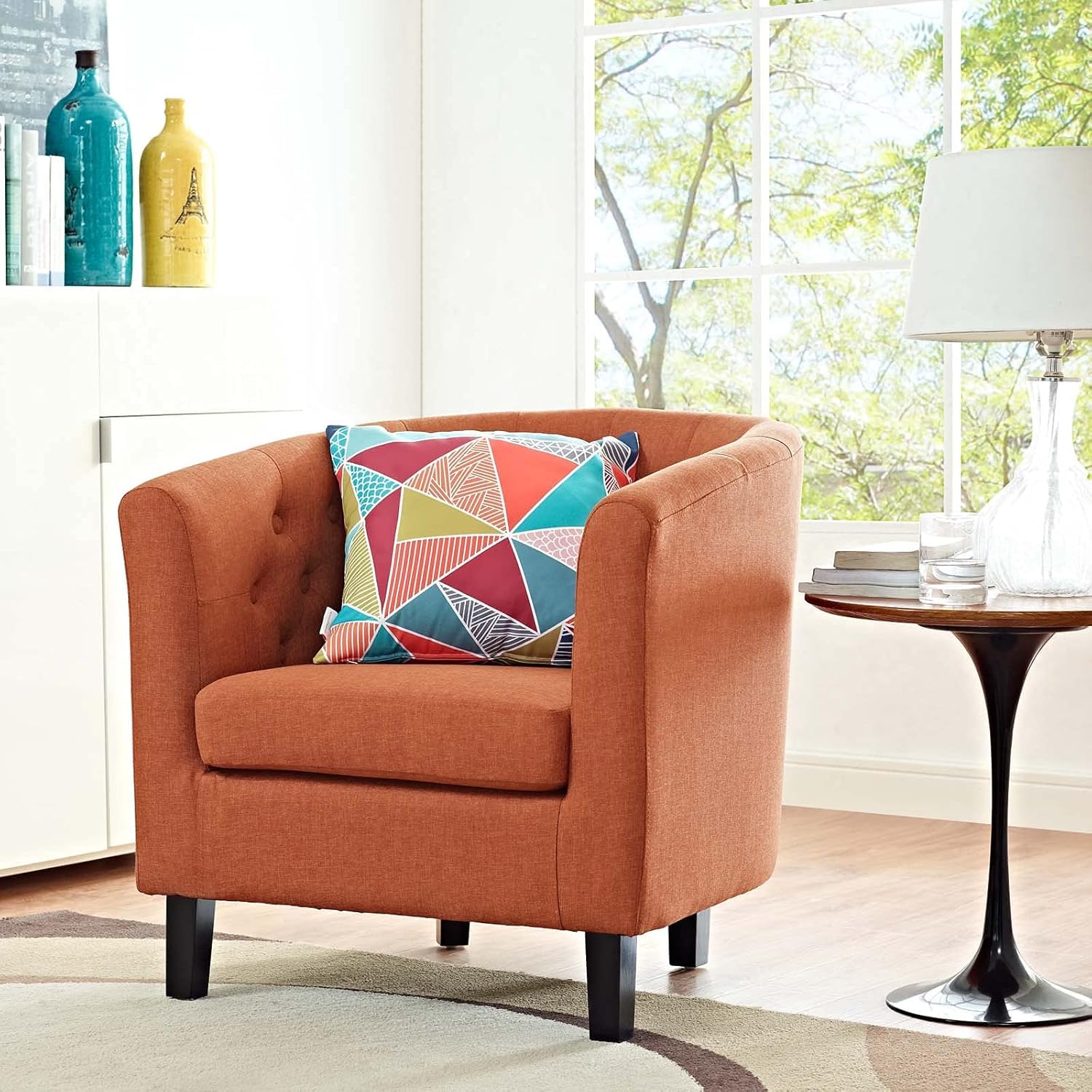 URBAN SIGNATURE Modway Prospect Upholstered Fabric Contemporary Modern Accent Arm Chair - Orange