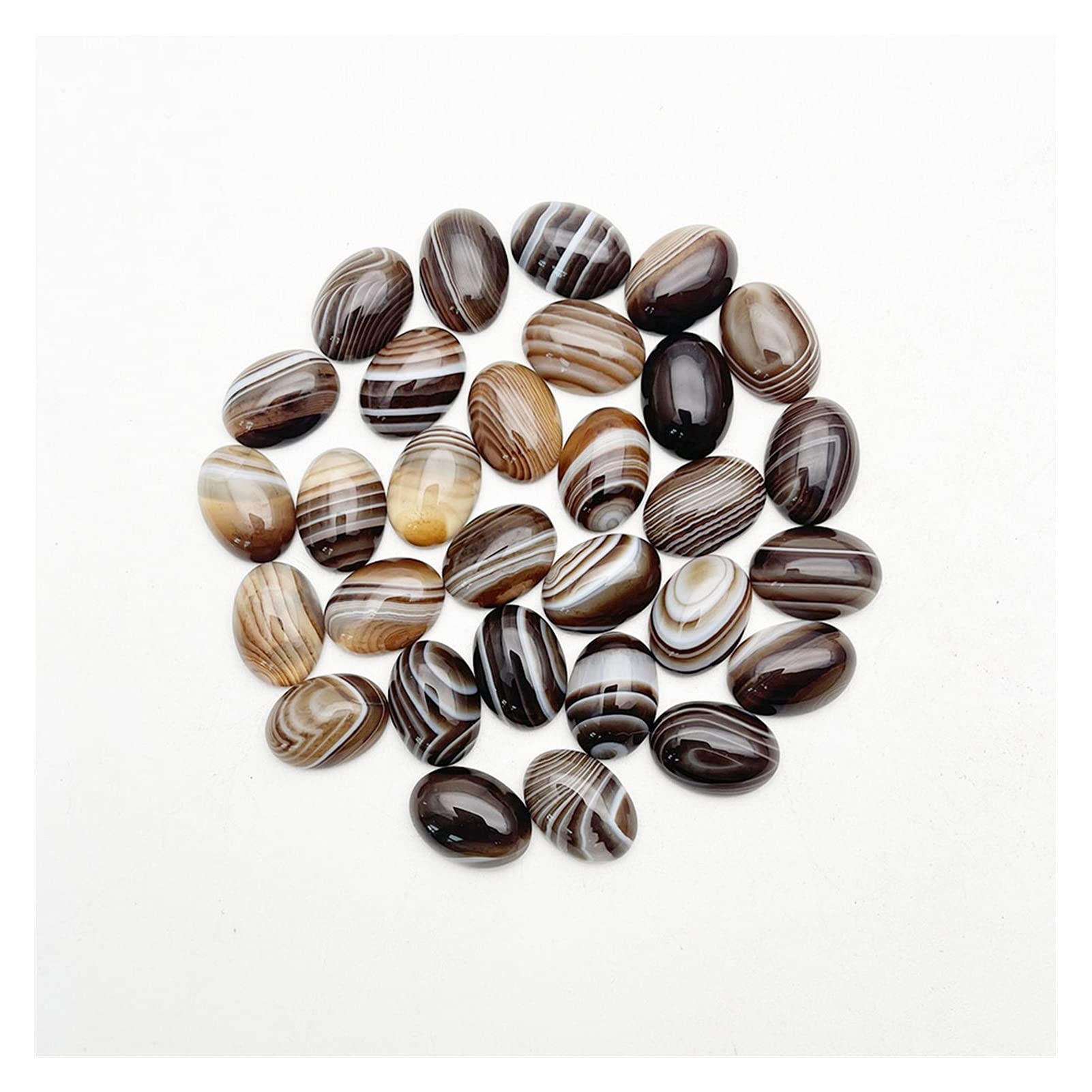 AMAZWI Naturalny Kryształ Szorstki Moda Kawy Paski Agaty Kamień Naturalny Perła do Robienia 13X18MM Owalny Caboszon Pierścień Akcesoria 24 szt