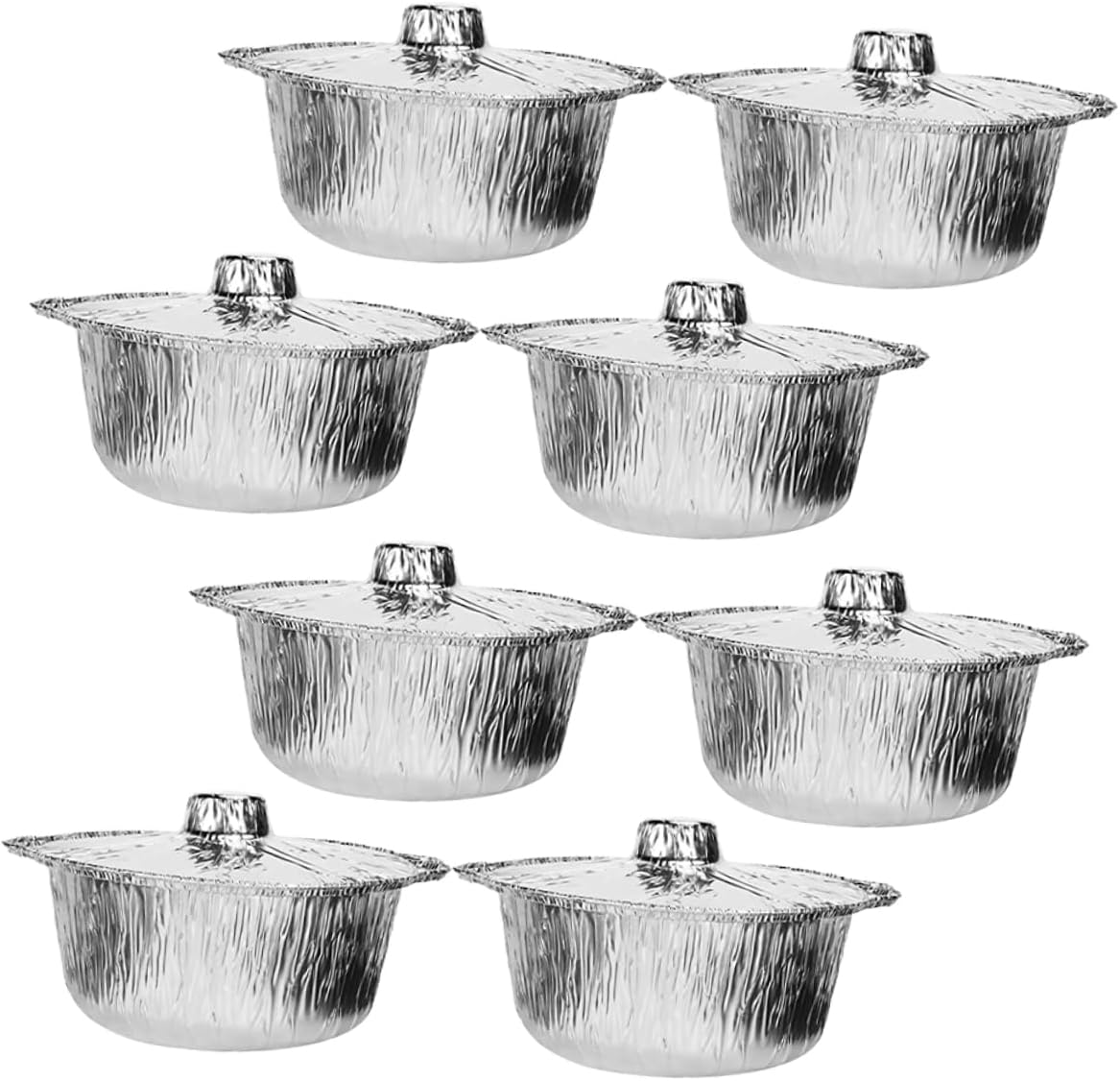 8pcs Disposable round Aluminum Foil Pots with Lid Xmas 2000ml