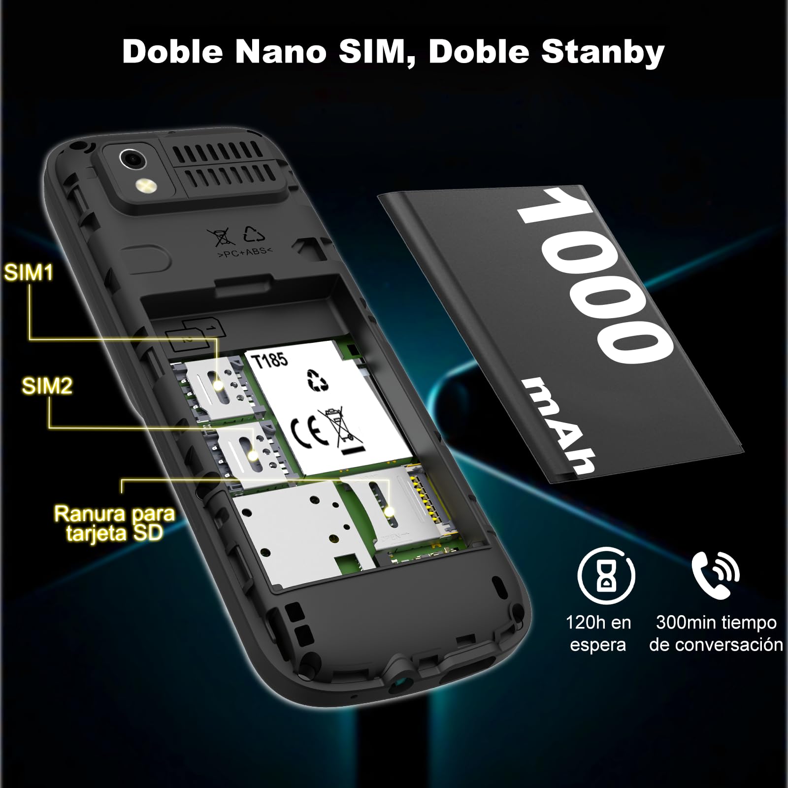 uleway 4G Teléfono Móvil para Mayores, Fácil de Usar, Doble SIM, Pantalla LCD 1,8", Marcación Rápida, Carga USB-C, Linterna, Alto Volumen