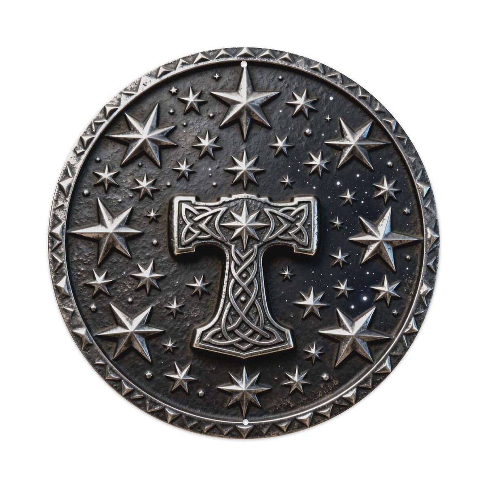 Sky Hammer Star Norse Metal Tin Sign Plaque