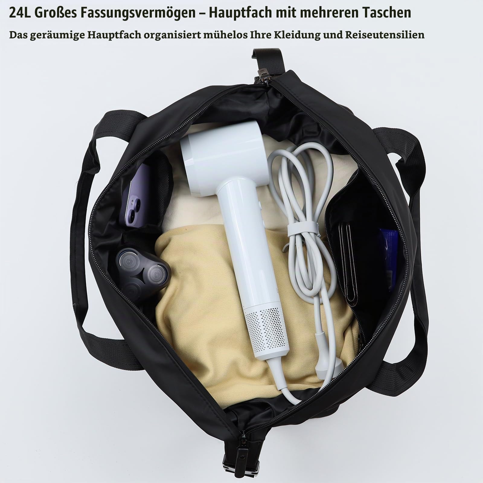 Reisetasche für Ryanair Handgepäck 40x30x20, Wasserdichtes PU Leder Reise Tasche mit Schulterriemen, Weekender für Herren und Damen