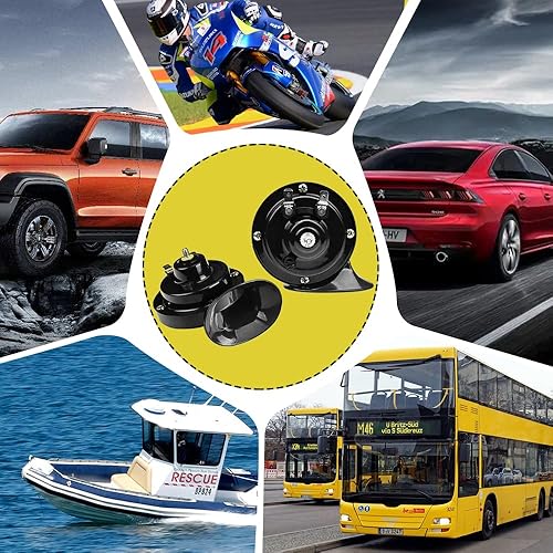 Miniatura 5 de 2 bocinas de tren súper fuertes de 300 dB, kit de repuesto de bocinas dobles de aire impermeables de 12 V, accesorios automotrices, kit de bocina de