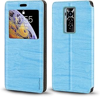 Invisible Magnetic View Window PU Leather Flip Case Compatible with Tecno Phantom X, Smart Clear Display Cover with Full Protection