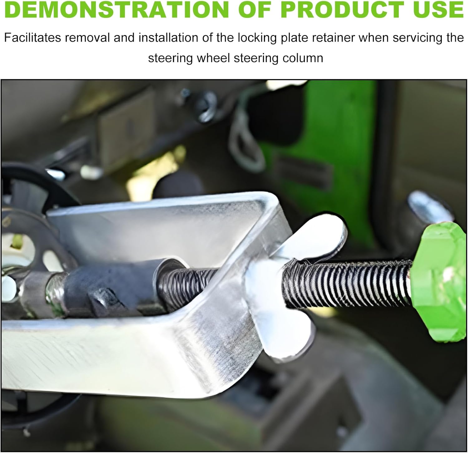 Steering Wheel Lock Plate Remover, Lock Plate Compressor Puller Tool Featuring Reversible Adapter, Essential Installer Removal Tool for Most Vehicles with Locking Steering Wheels