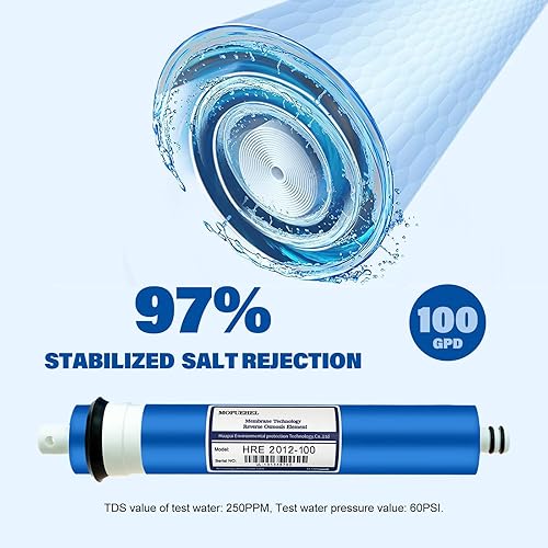 Miniatura 8 de MOPUEHEL Membrana RO 400 GPD, membranas de ósmosis inversa, reemplazo de filtro de membrana RO, filtros de repuesto RO Buddie, cartuchos de repuesto