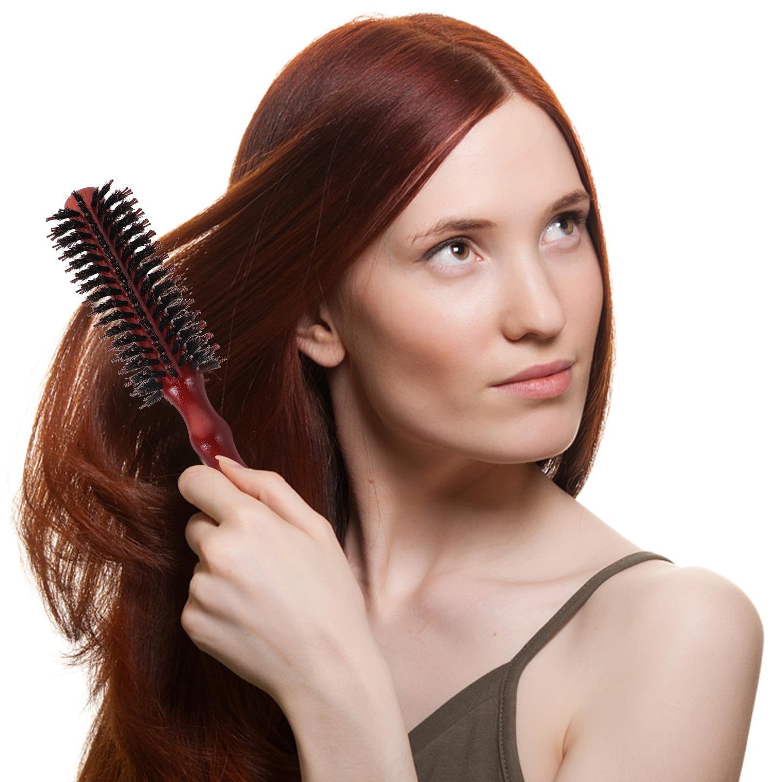 2 Stück Runde Haarbürste mit Wildschweinborsten Komfortabler Griff und Frizz Reduzierung zum Stylen und Trocknen der Haare