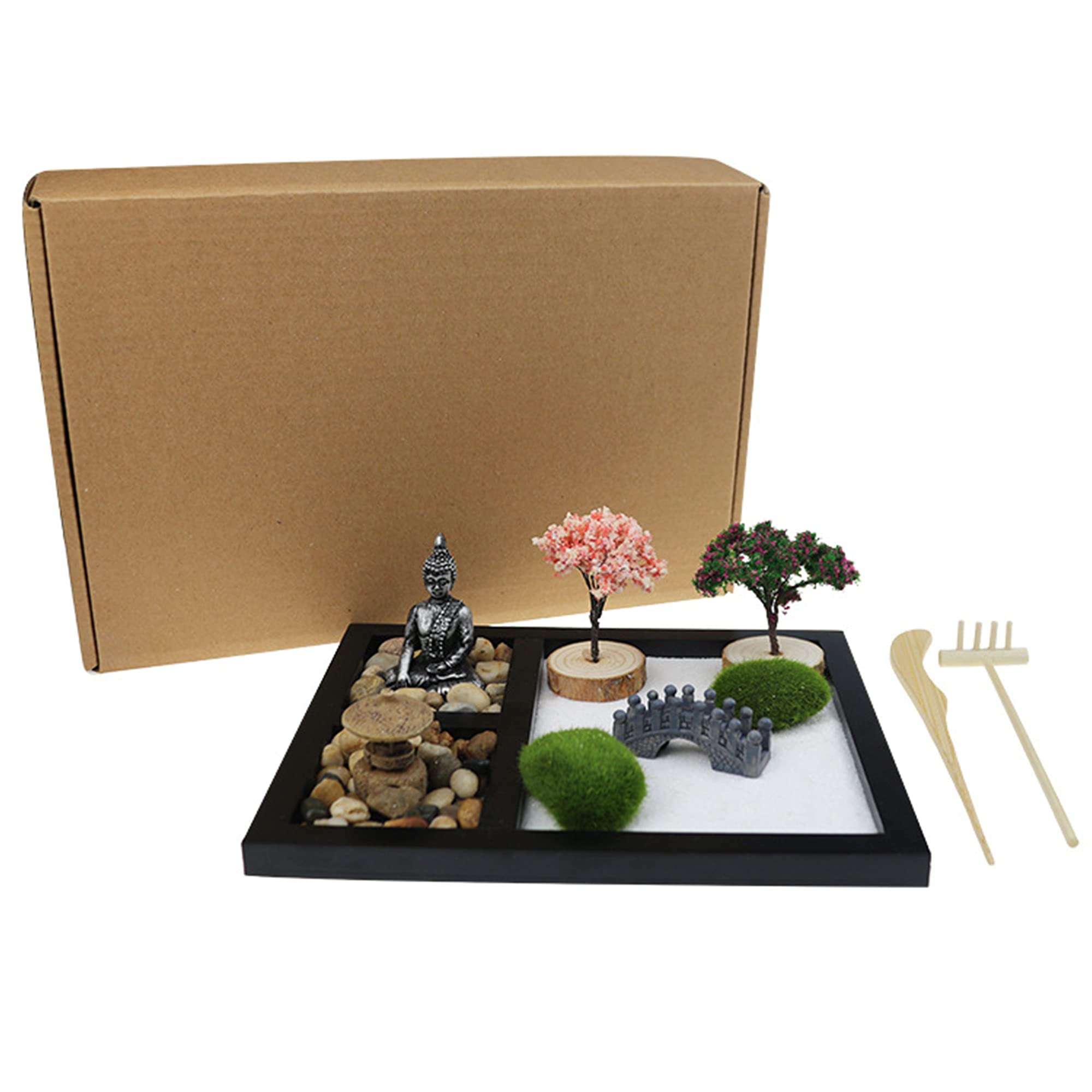 SUQ Zen zestaw akcesoriów ogrodowych, akcesoria dekoracyjne do ogrodu wróżek, miniaturowa dekoracja do ogrodu, statuetki ogrodowe, mini figurka z żywicy, DIY ornamenty, figurki mikro krajobraz bonsai,