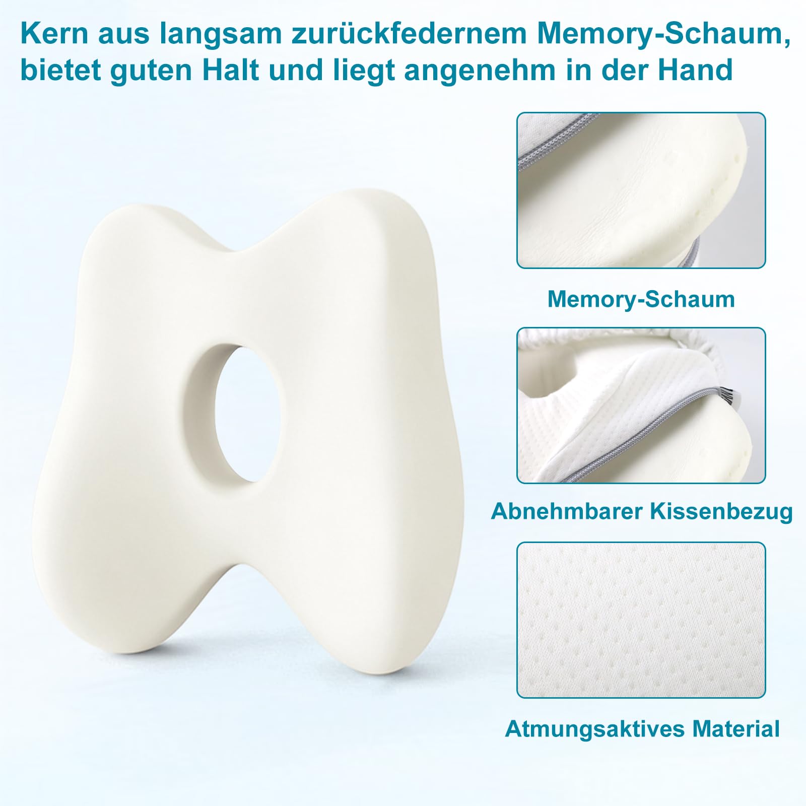Almohada ortopédica para las rodillas para dormir de lado, almohada ortopédica para las rodillas, almohada ergonómica para el dolor, almohada de espuma viscoelástica para piernas con funda