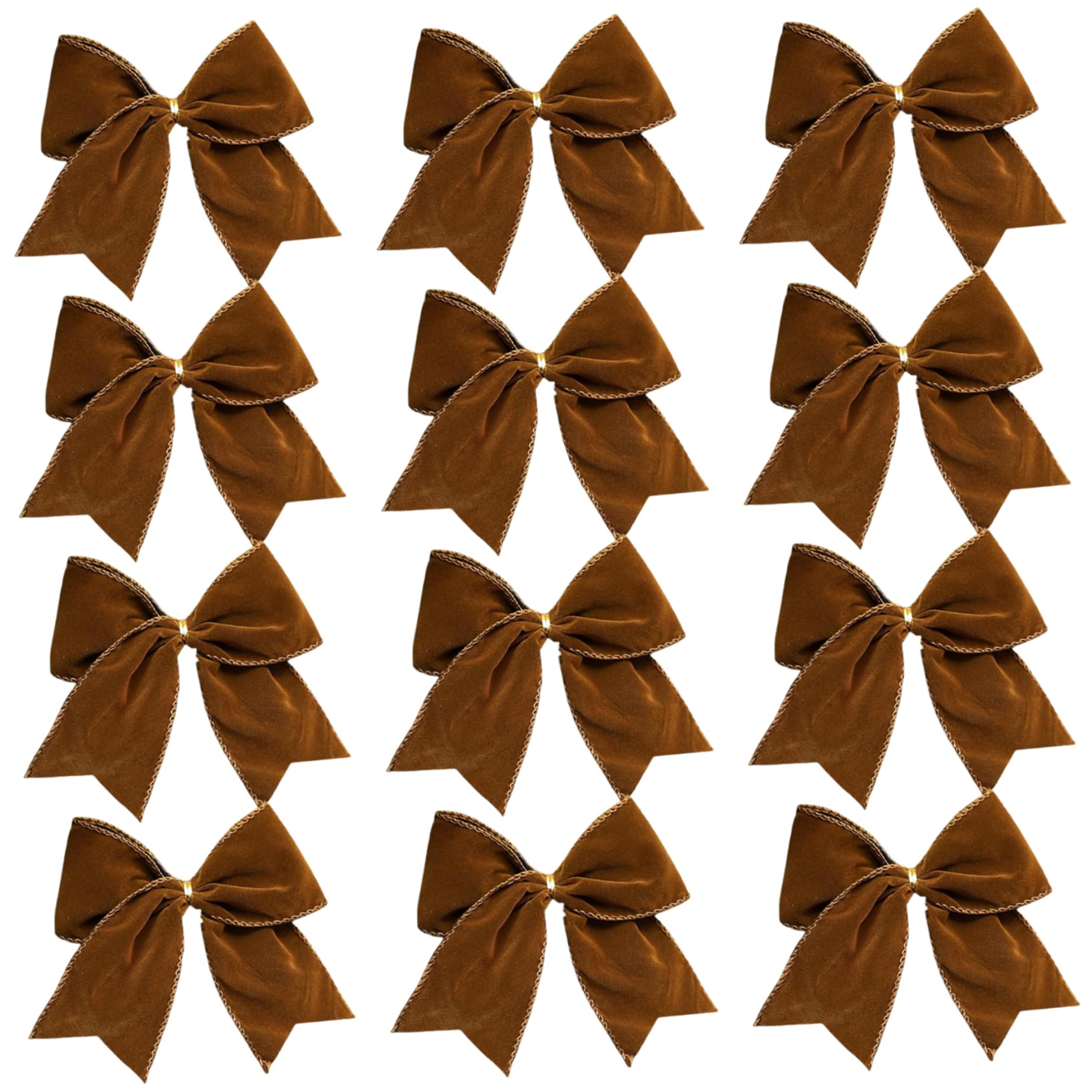 Gcroet Christmas Tree Bows 12Pcs 6x6in Velvet Christmas Bows Multi-Purpose Decorative Bowknot for Wrapping, Crafts, Garland, Swag, Wreath, Brown.
