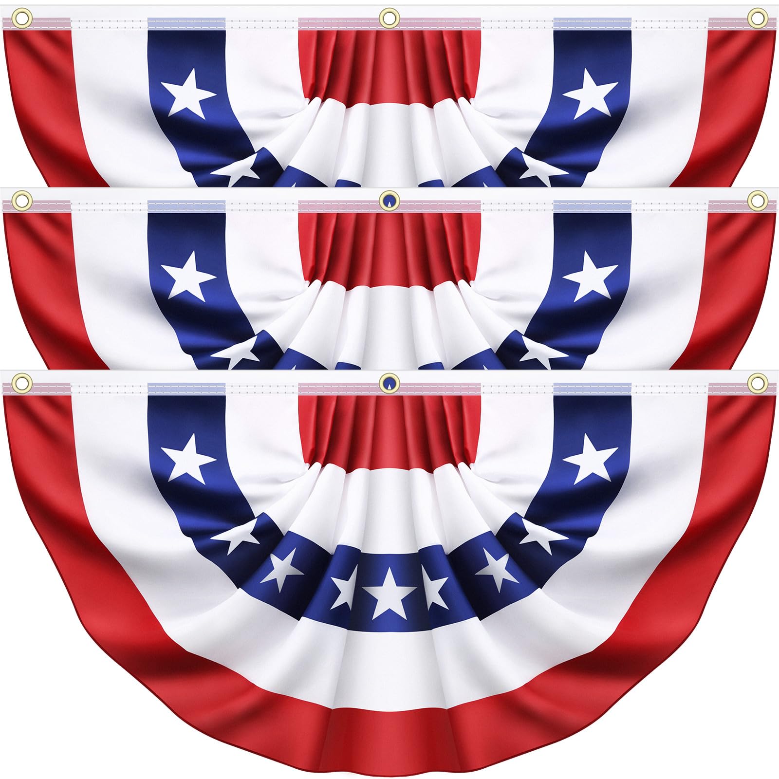 3 x 6 Ft American Pleated Fan Flag, USA Patriotic Flag Bunting Half Bunting Banner, Memorial Day Decorations, 4th of july Decorations