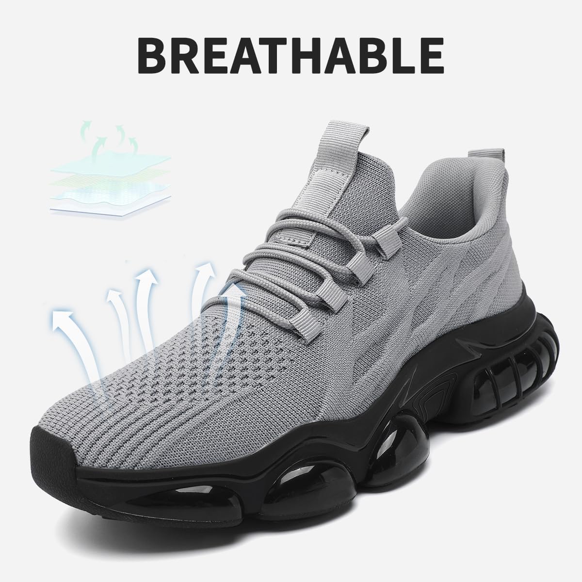 Men's Running Shoes Walking Sneakers Breathable Non Slip Fashion Casual Sport Shoe with Air Cushion Sole Gym Training for All-Day Comfort