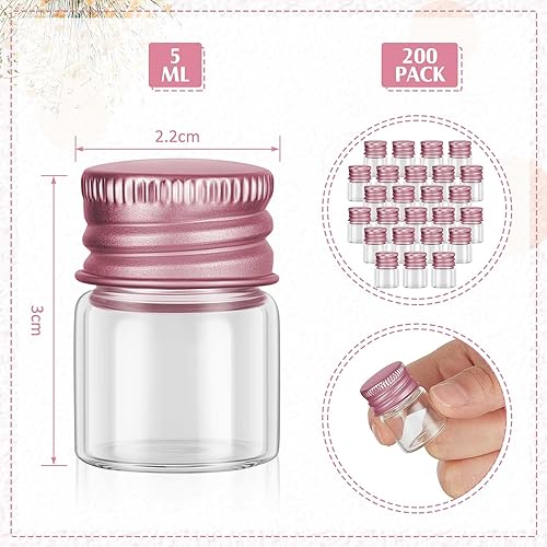 Miniatura 9 de Tessco 100 mini botellas de vidrio de 0.2 onzas líquidas con tapas de rosca, frascos pequeños de vidrio vacíos con tapas de aluminio, recipiente