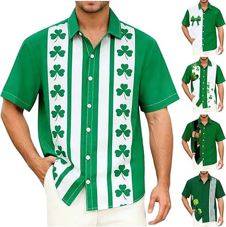 St. Patrick s Day Shirt for Men Shamrock Irish Green Tee & Button-Down Style