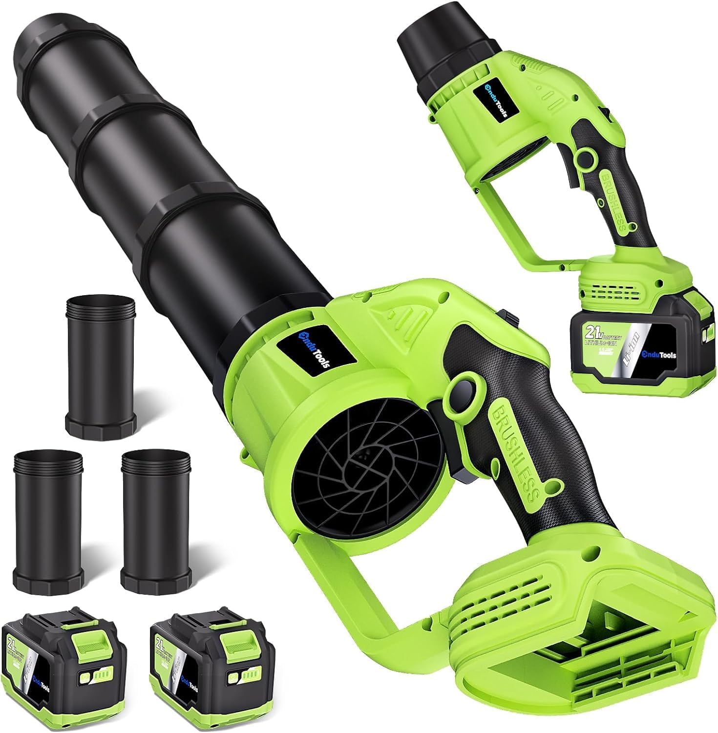 Leaf Blower Cordless - 650 CFM 150 MPH Electric Leaf Blower with 2 x 4.0Ah Batteries & Fast Charger, 2-Speed Settings, Lightweight Blower for Lawn, Yard, Leaves, Dust, and Snow Care (Green)