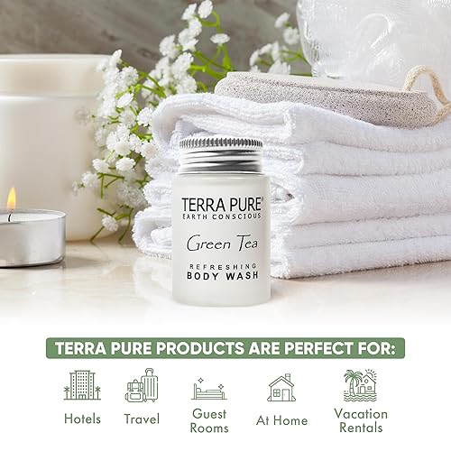 Miniatura 2 de Terra Pure Gel de baño de té verde, 1 oz. en tarro de mermelada con miel orgánica y aloe vera (caja de 20)