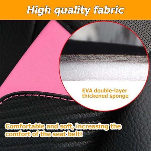 Miniatura 9 de Osilly 2 fundas para cinturón de seguridad de automóvil, protección de hombro para cinturón de seguridad de fibra de carbono, suave cojín para