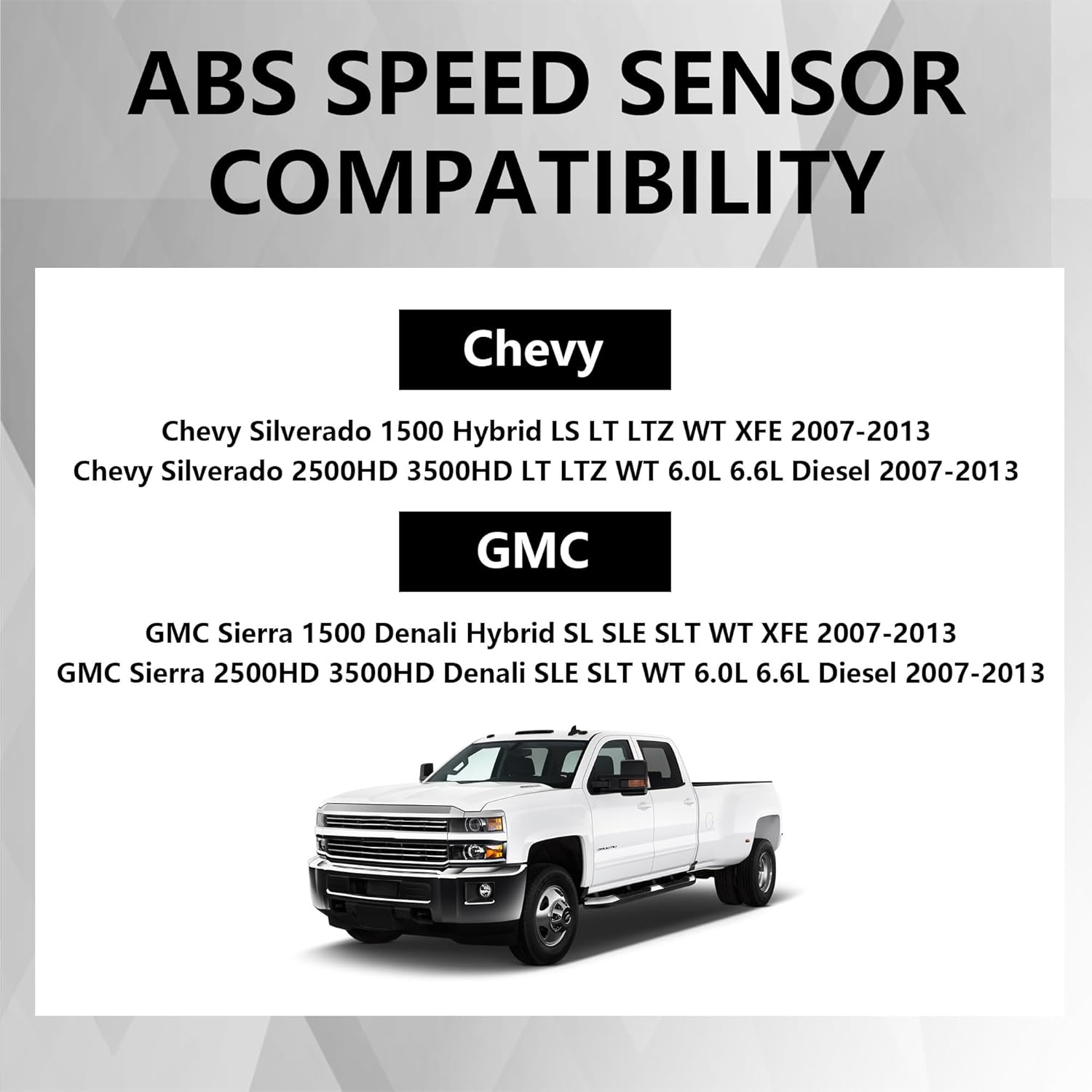 Set of 4 Front & Rear Side ABS Wheel Speed Sensor for Chevrolet Silverado 1500 2007-2013 and GMC Sierra 1500 2007-2013 All Engine 10384745 15229012