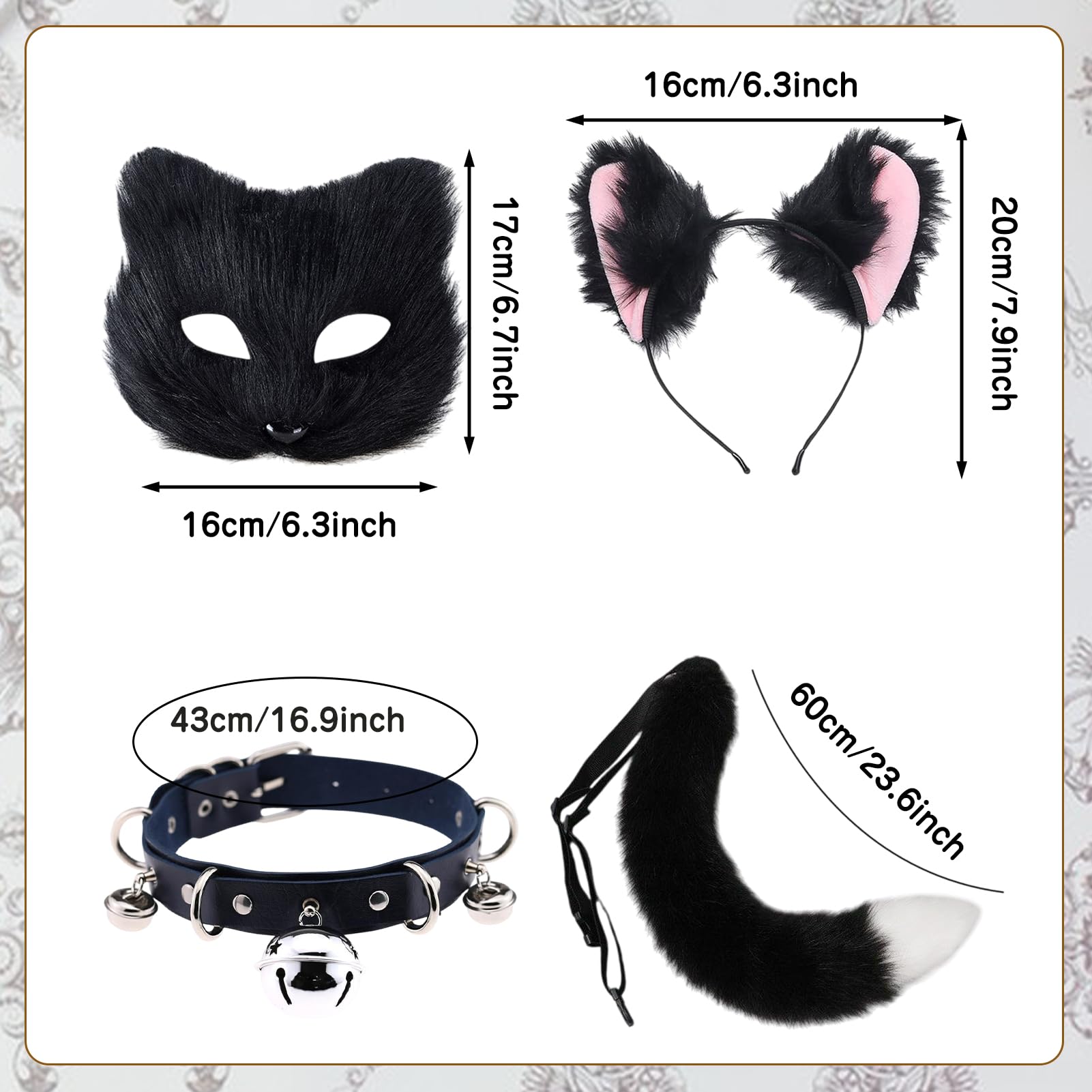 Fox Mask Tail Set Faux Fur Adult Women - Image 2