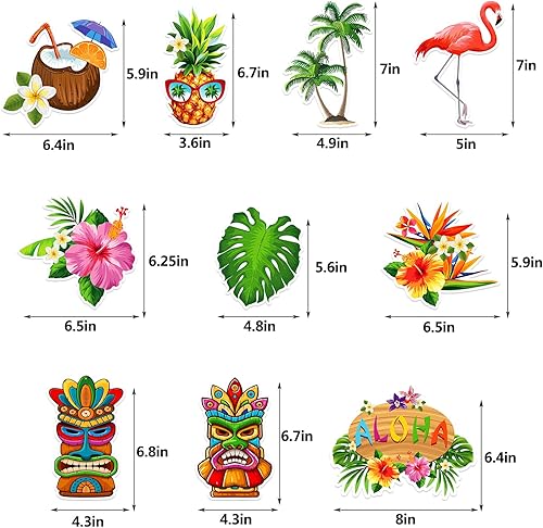 Miniatura 4 de FRIDAY NIGHT 36 piezas Luau Aloha - Decoración de remolino colgante para fiesta, flores tropicales hawaianas, palmeras, flamencos, decoración