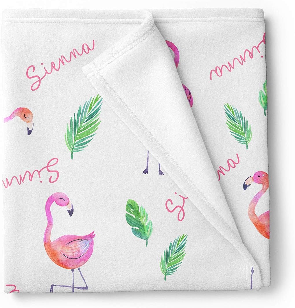 Pink Flamingo Personalized Baby Receiving Swaddle Blanket