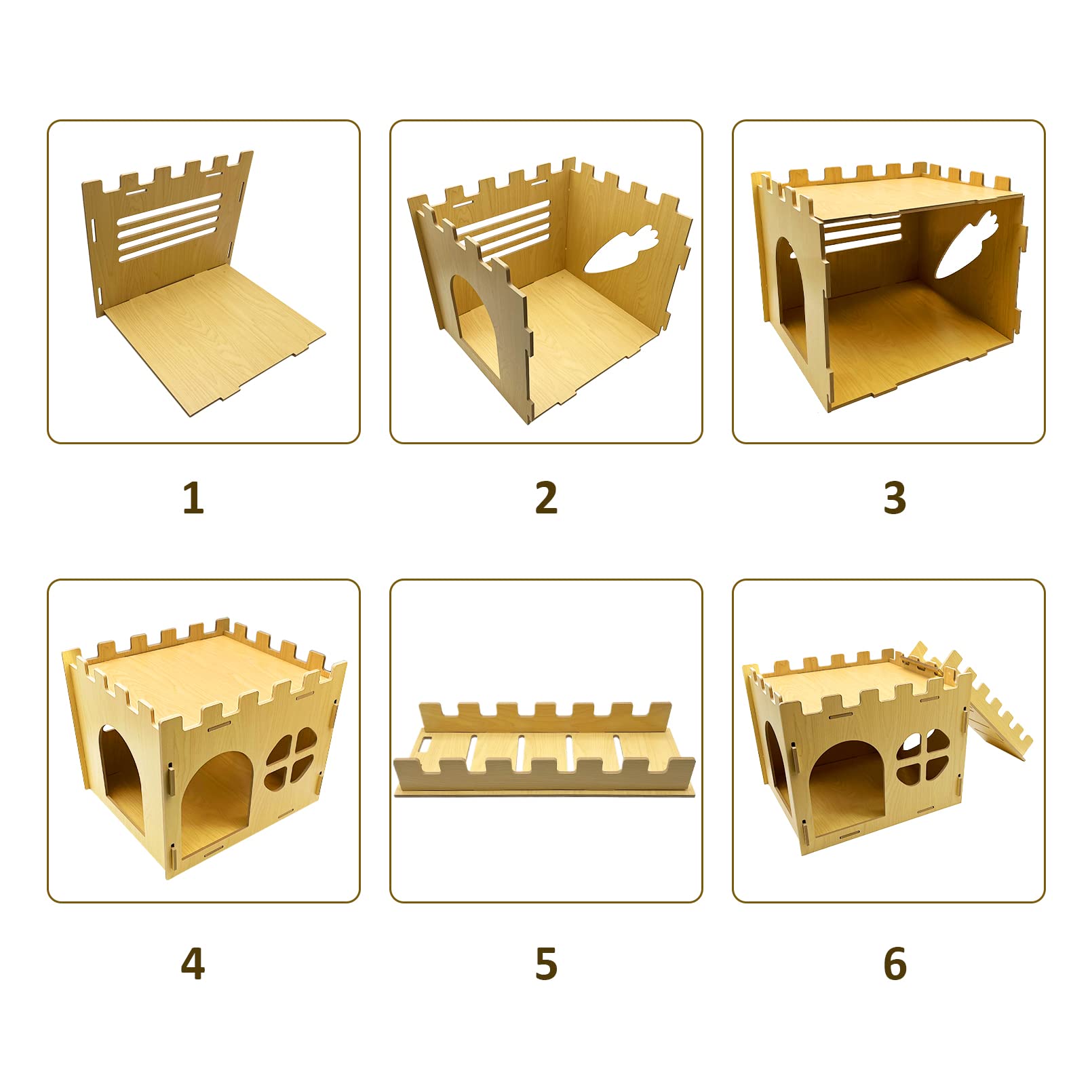 Extra großes, stabiles Hasenhaus, Kaninchenversteck mit Treppe, abnehmbares Spielhaus für Kaninchen, Meerschweinchen, Chinchilla, Igel
