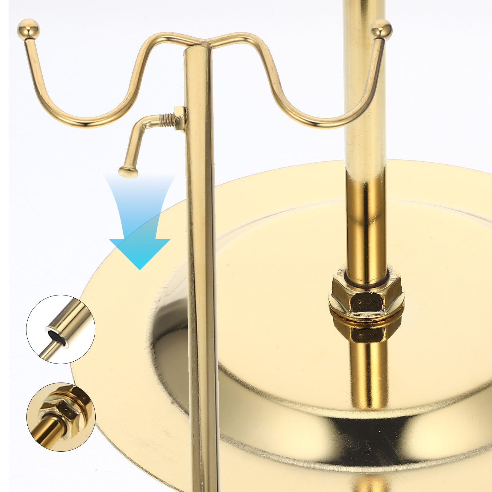 Expositor de Bolsos Regulable en Altura de Hierro Dorado Bordes Suaves para Tienda y Hogar, Soporte Resistente para Bolsas y Cinturones