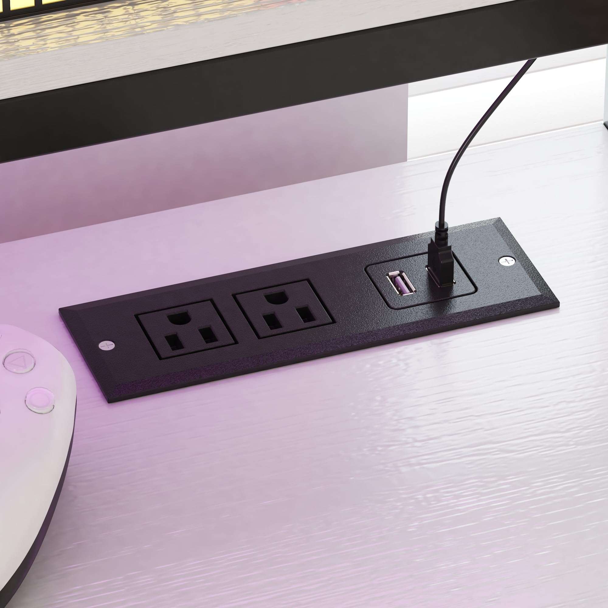 Gaming-Schreibtisch mit stoffgefütterten Schubladen, Gaming Tisch, Groß Pc Computertisch, Computertisch mit 2 großen unabhängigen Schubladen, 100 x 48 x 90 cm, Weiß + Schwarz