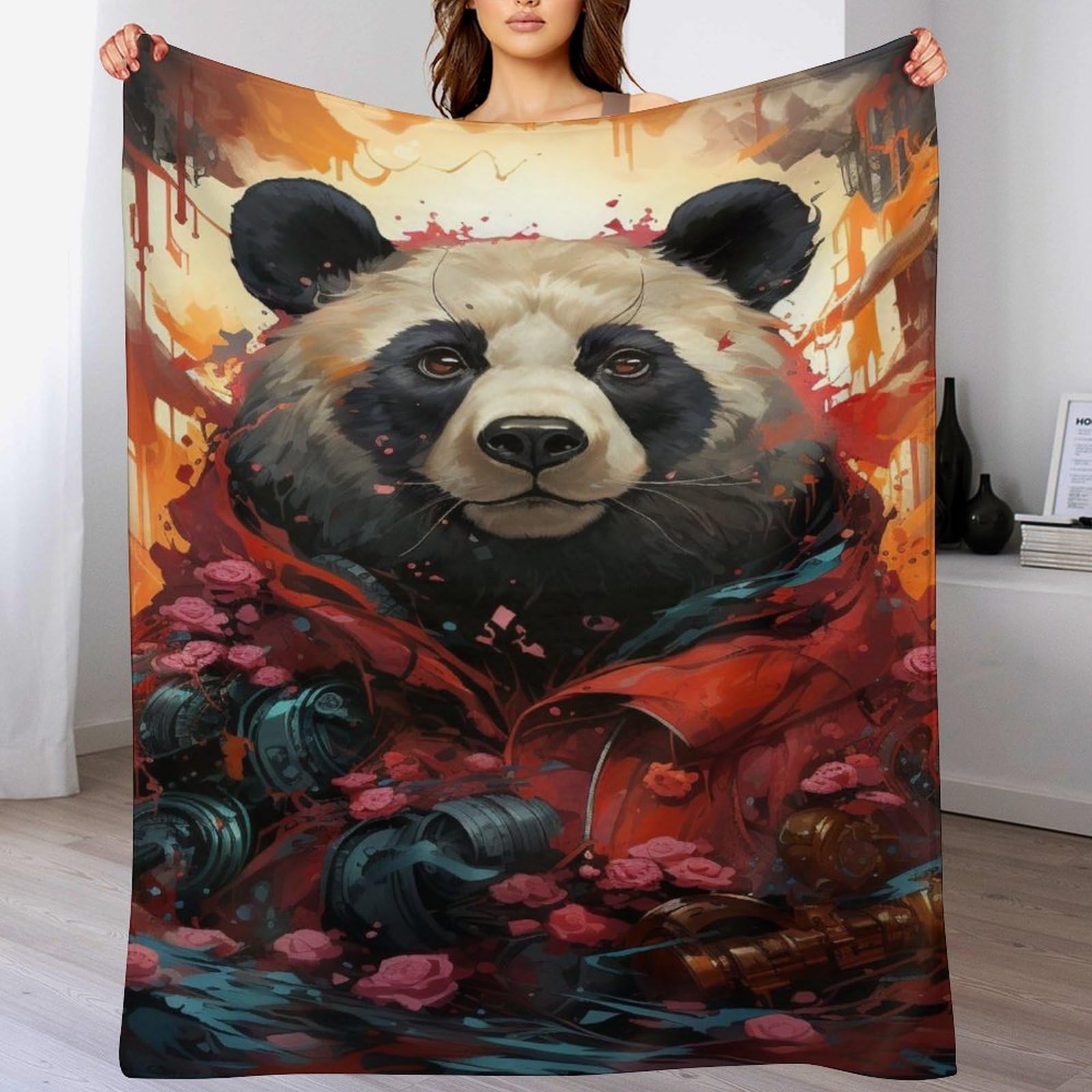 Couverture de canapé salon grand couvre-lit Panda chaud anti-froid