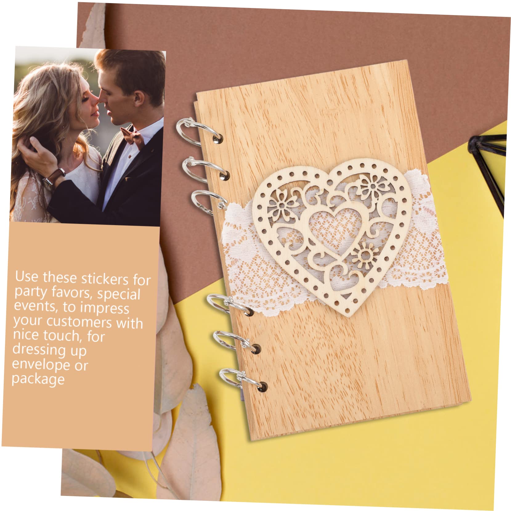 PRETYZOOM 3pezzi Libro Degli Ospiti Per Matrimonio in Legno Notebook Elegante Per Messaggi Degli Invitati Design Rustico e Retro Per Cerimonie e Feste Di Fidanzamento Facile Da Usare e