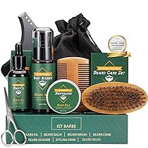 CUSMAY Kit Barba per Uomo 9 in 1 kit per La Cura della – Cura Barba con Olio Barb, Balsamo, Shampoo Barb, Spazzola, Pettine, Forbici, Borsa di Stoccaggio, Perfetto Regali per Uomo