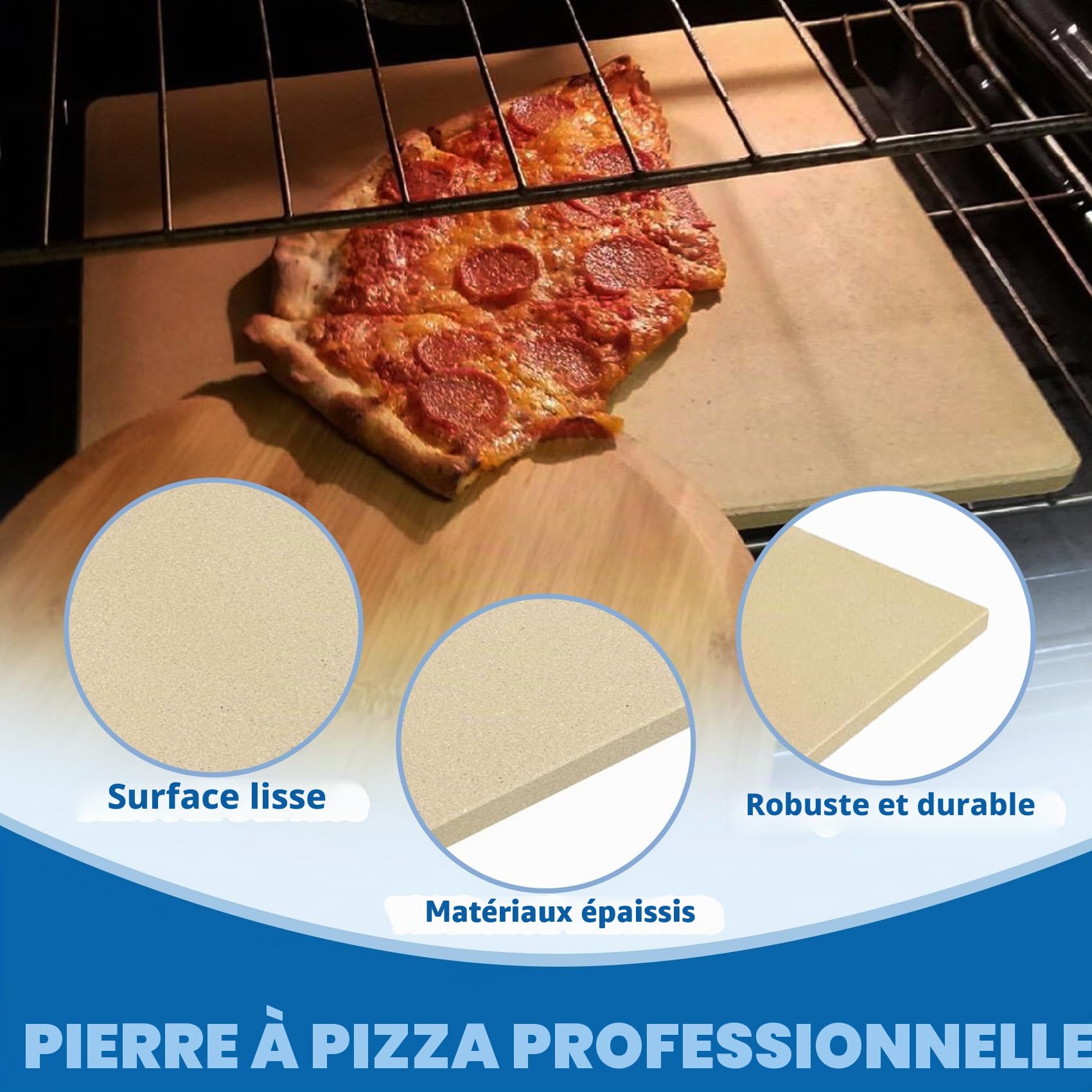 SafBbcue Pierre à pizza carrée en cordiérite : idéale pour Ooni Koda & Fyra 12, four à pizza Uuni, 33,5 x 33,5 x 1,1 cm