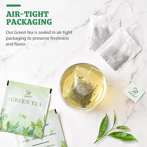 Miniatura 7 de Soeos Té verde, 6.3 oz (180 g), 200 bolsas de té, paquete de 2, refrescante y fragante, de origen sostenible, ideal para té caliente o helado,
