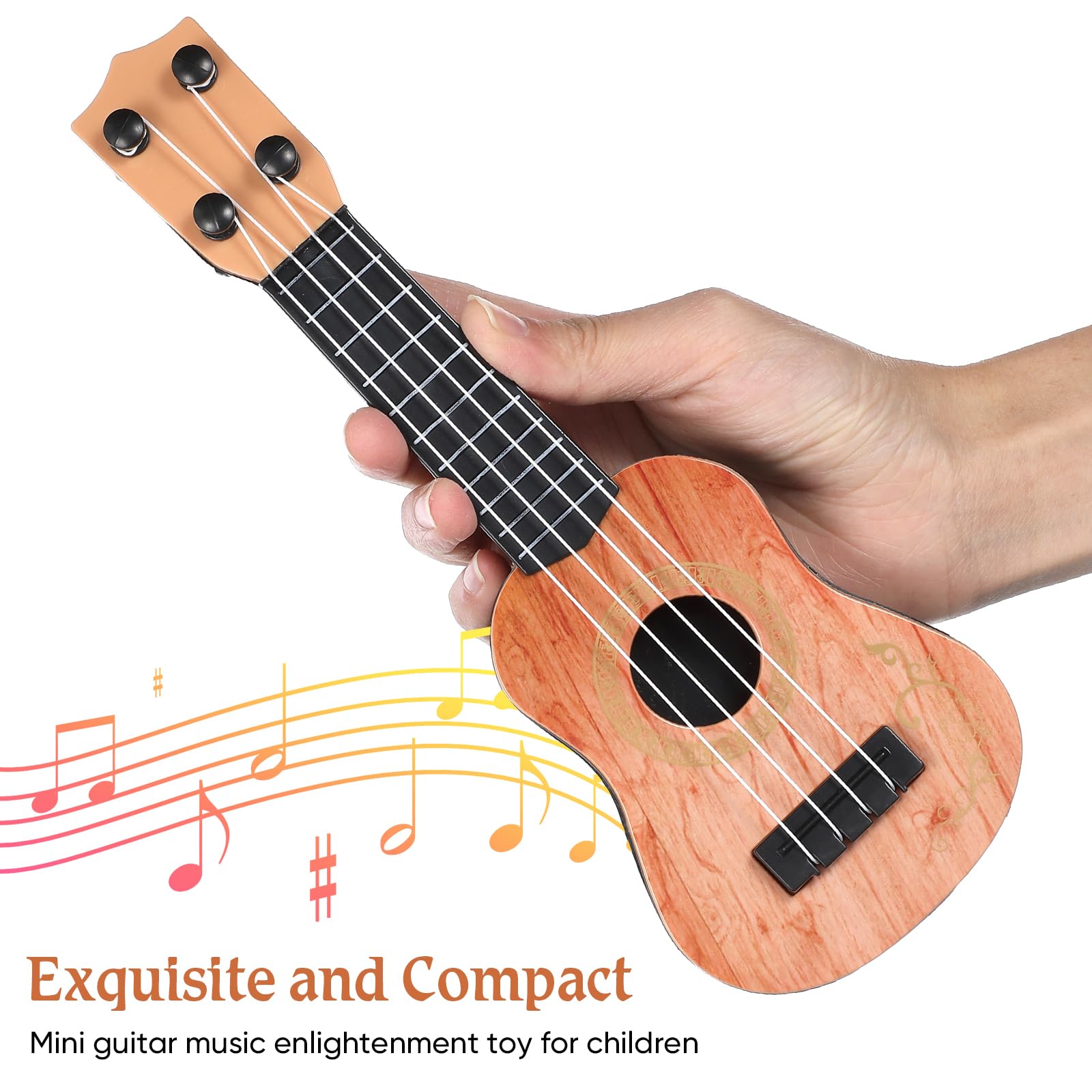 Toddmomy Kids' Plastic Ukulele Guitar - A Classical Musical Toy Instrument for Beginners, Promoting Education and Playful Exploration (Light Brown)