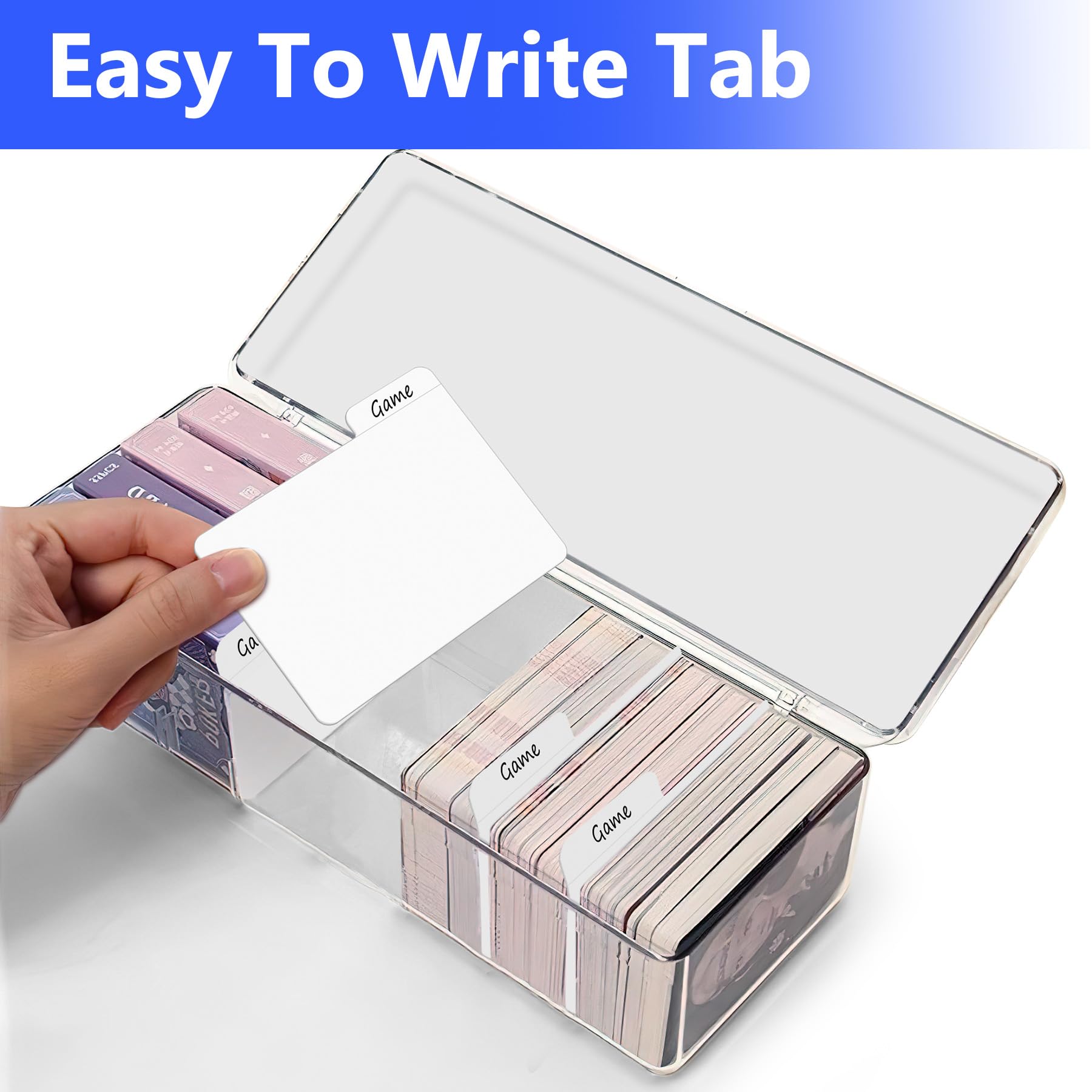 100 separadores de tarjetas coleccionables blancos, organizador de tarjetas divisoras de papel para juegos deportivos, negocios, juegos, reuniones, suministros de almacenamiento (blanco-horizontal)