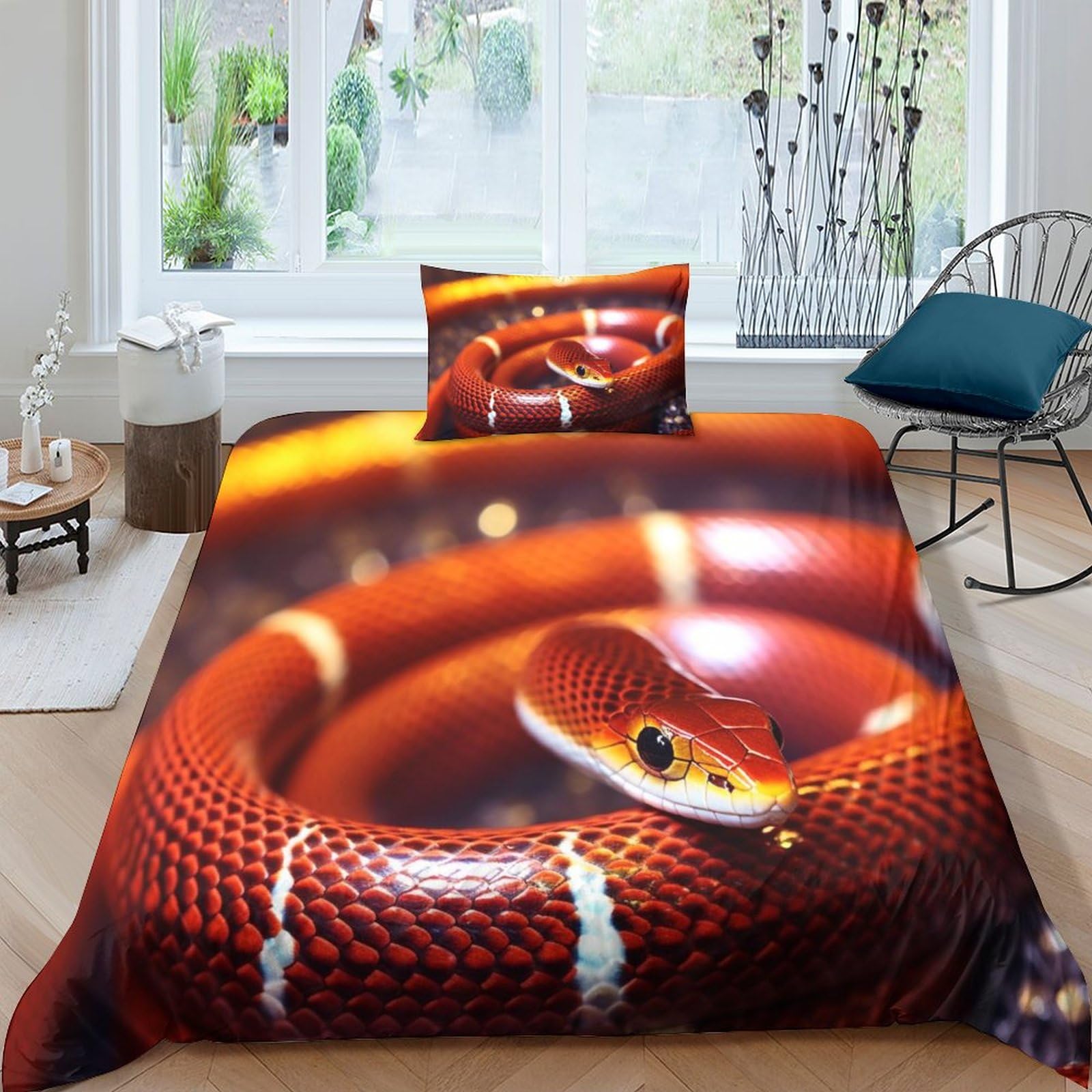 Housse de couette serpent 3D de qualité supérieure en microfibre tissée parure de lit 3 pièces