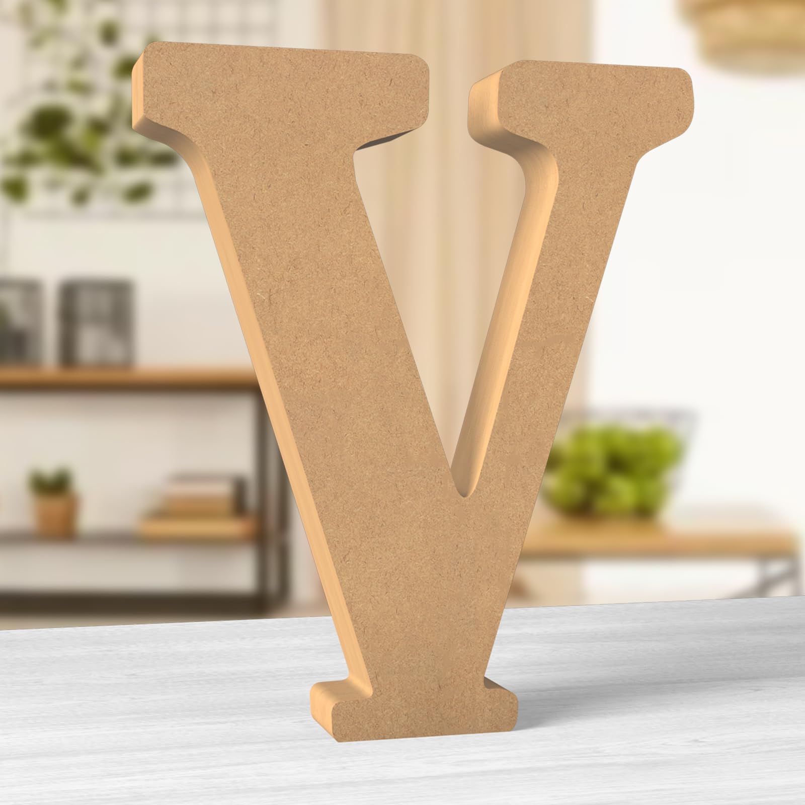 Aruatu 12 Inch Balsa Wooden Letters Unfinished Wood Letters for Wall Decor Decorative Standing Letters Large Letters for wall Decoration for Craft Home Party Projects (V)