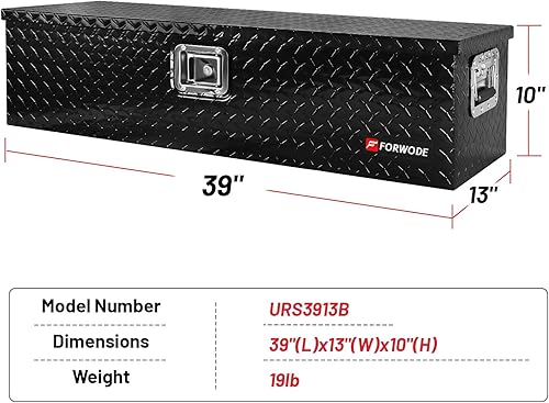 Miniatura 2 de FORWODE Caja de herramientas para caja de camión de 39 pulgadas, caja de herramientas de aluminio resistente para remolque, caja de herramientas