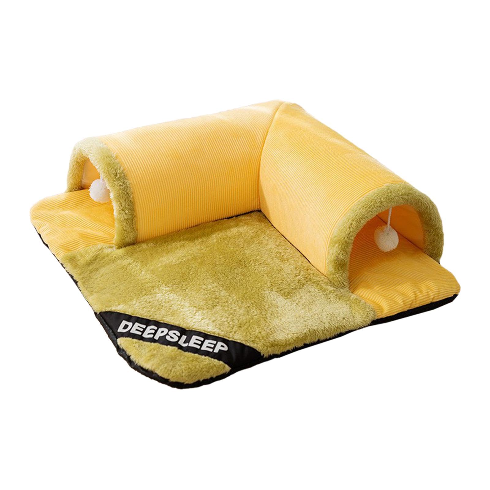 Lit tunnel pour chat contre l'ennui cabane jaune et verte pour chaton
