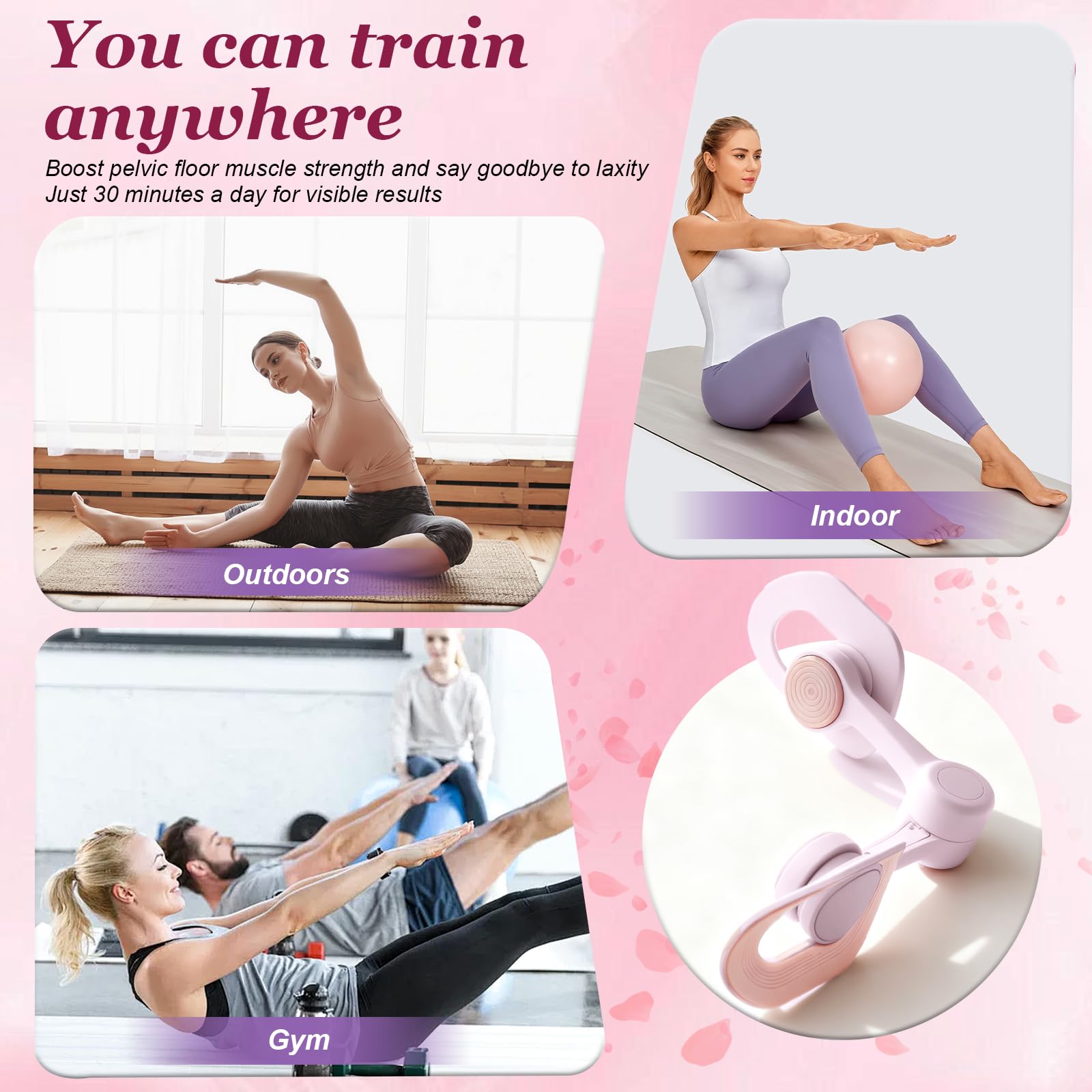 Beckenbodentrainer für Frau, Oberschenkeltrainer, Beintrainer Po Beinpresse Oberschenkel, Beckenboden Beckenbodentraining Beine Trainingsgerät für Zuhause,Sport-Schlankheitstraining (Rosa)