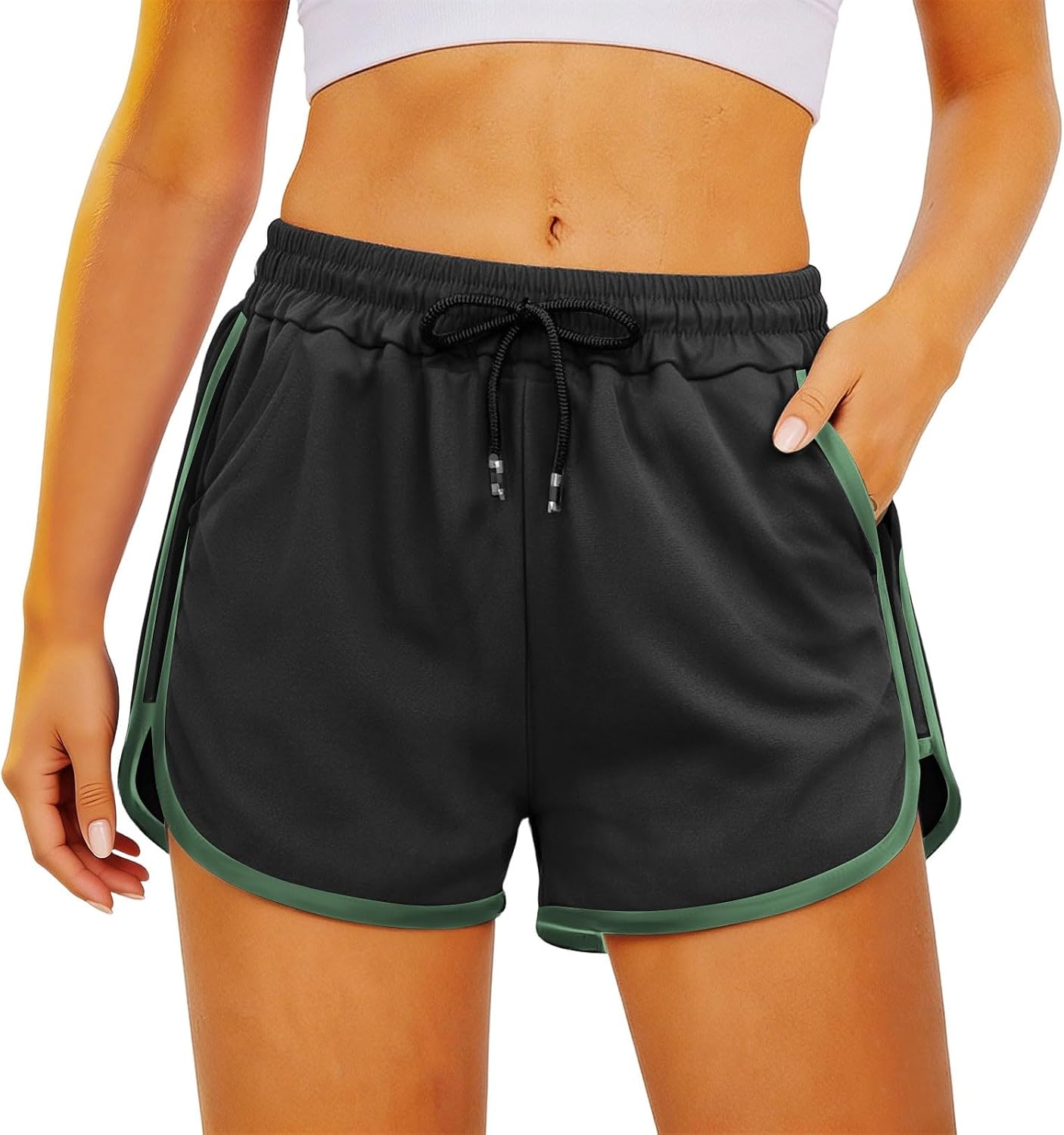 Athletic Shorts for Women - Workout Casual Summer Comfy Drawstring High Waisted Shorts for Running Gym Lounge