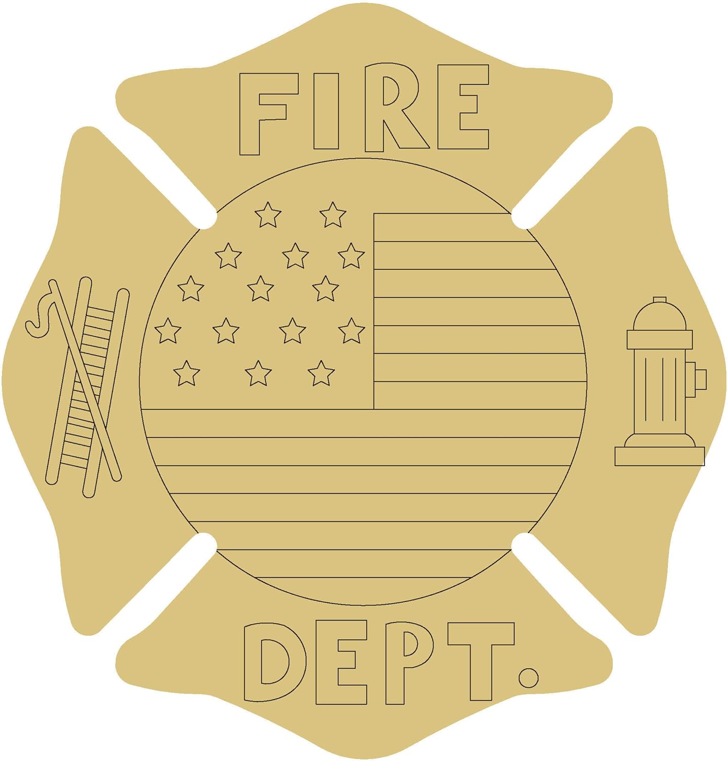 Maltese Cross Design by Lines Cutout Unfinished Wood Fireman Door Hanger MDF Shape Canvas Style 1 Art 1 (6)