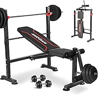 MAIDOMA Foldable 1500LBS 8-in-1 Adjustable Olympic Weight Bench with Leg Extension Curl Preacher Rack Home Gym