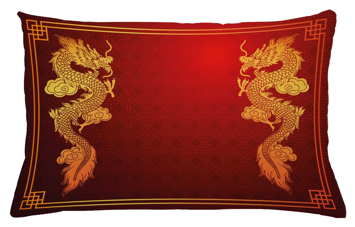 ABAKUHAUS Drago Federa Fodera Cuscino, Creatura storico, Copricuscino Quadrato Decorativo, 40 x 65 cm, Giallo Arancione